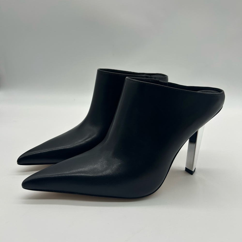 Michael Kors Halle Mule Pump Leather Black Pointed Toe Heels Size 7.5M NIB - Picture 5 of 14